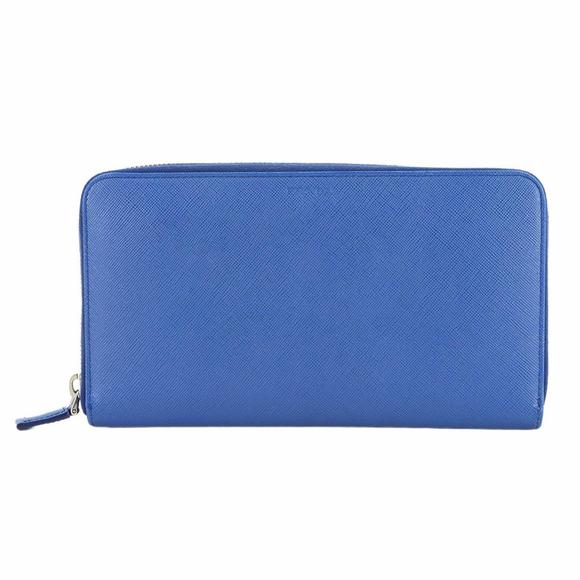 PRADA Blue Leather Saffiano Wallet - Picture 1 of 9